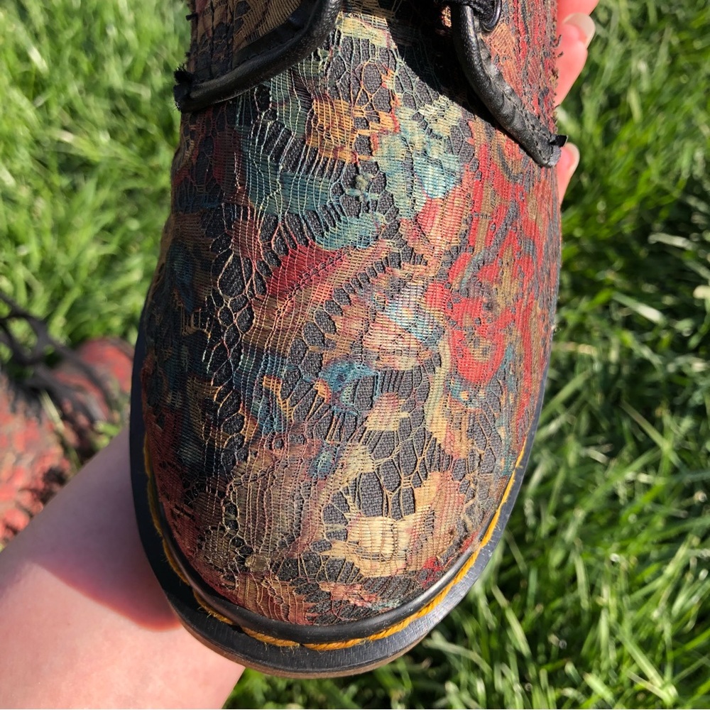 Rare 80s Dr. Martens 14 Eye Rainbow Paisley Lace Boots - Picture 12 of 16
